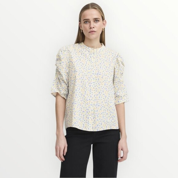 ICHI Qwin Floral Puff Sleeve Shirt - Picture 1 of 8